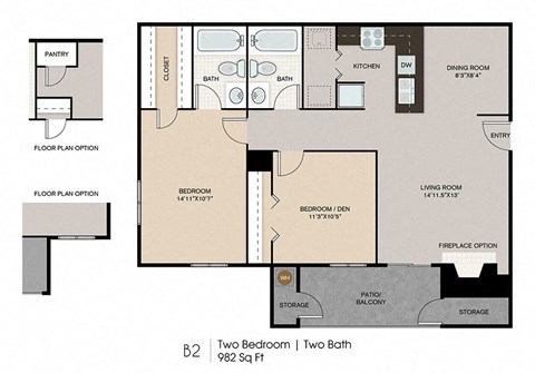 B2 | 2 BED / 2 BATH | 982 SQ FT